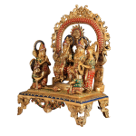 Brass Ram Darbar Stonework Set | 16" x 11.5" x 7.5" (40.6 x 29.2 x 19 cm) | 14.94 kg Complete Divine Family | Premium Temple Grade Murti